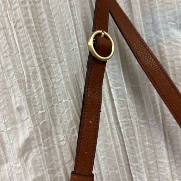 Time and Tru Black Brown Faux Leather Buckle Flap Closure Crossbody Saddle Bag - Picture 7 of 14